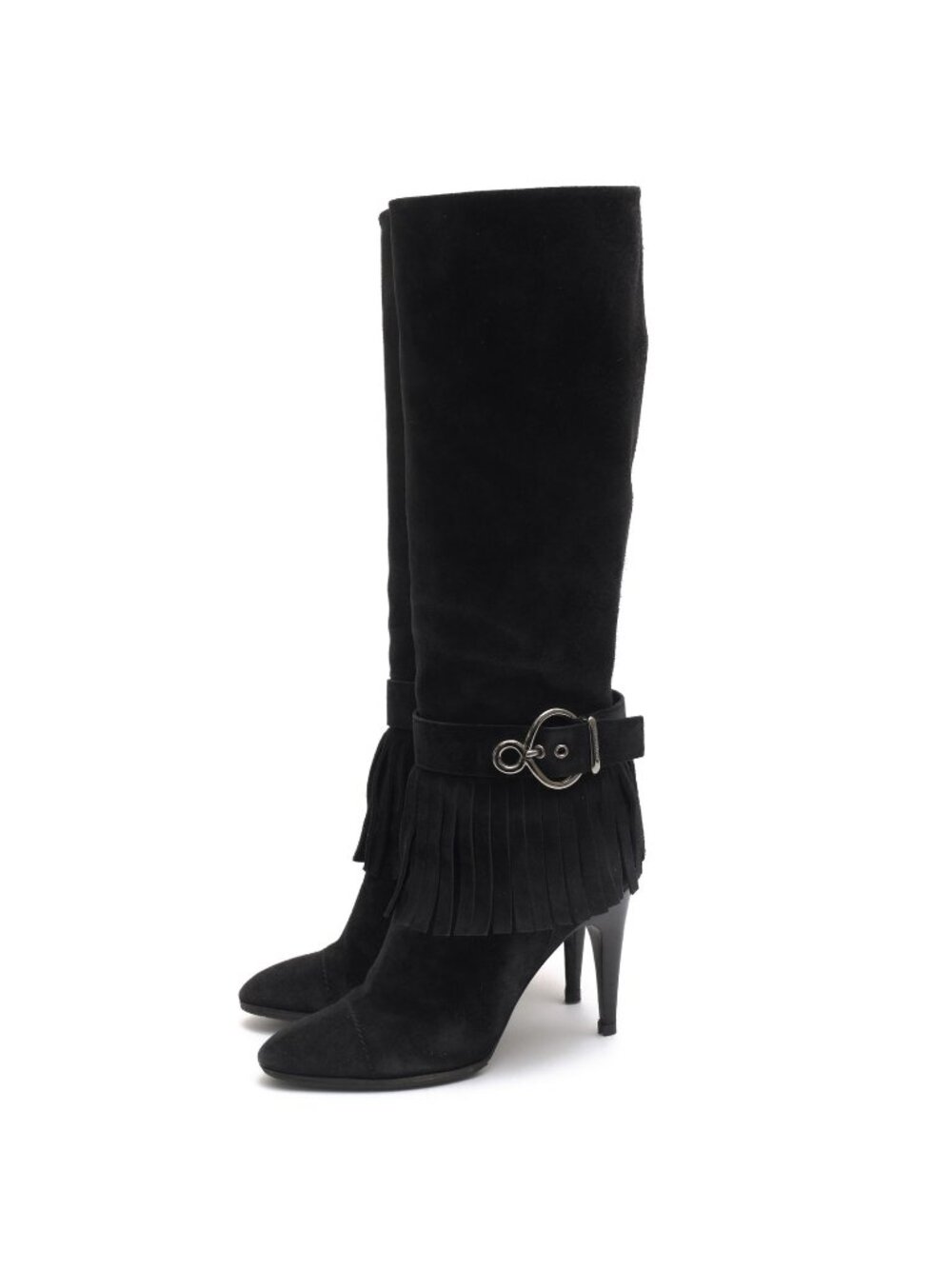 Louis Vuitton Long Boots Shoes Suede Leather Black High Heels